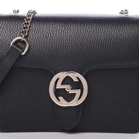 gucci dollar calfskin interlocking g shoulder bag|Gucci Dollar Interlocking GG Shoulder Bag Grained Black in .